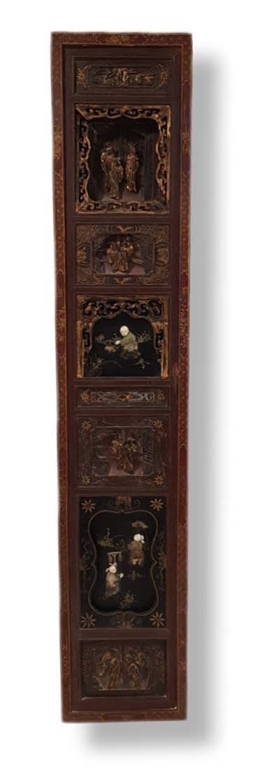 Vintage Chinese Figural Decorative Board: Vintage Chinese Figural Decorative Board. H 62 3/8" x W 12 3/8"