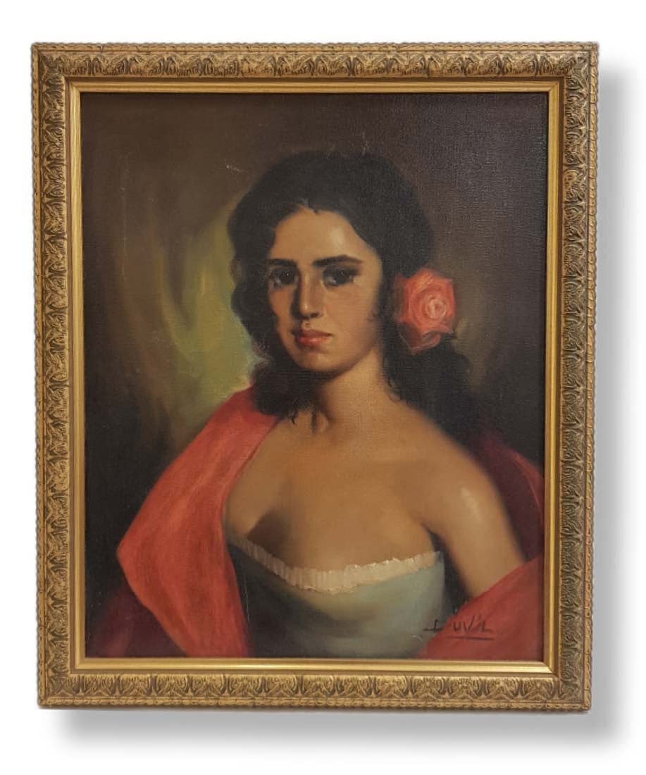 Signed Oil On Canvas Spanish Lady: Signed Oil On Canvas Spanish Lady.