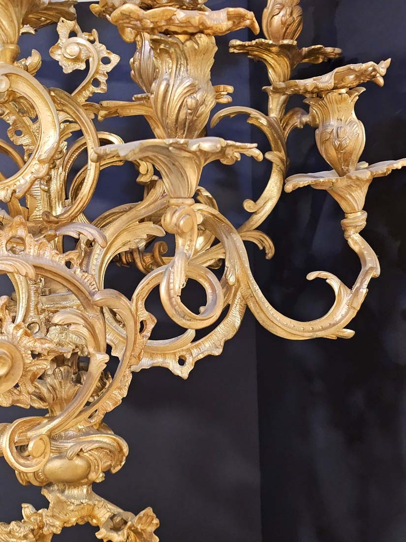 Large Pair Of 19th C. Monumental French Figural Bronze Candelabras - 7