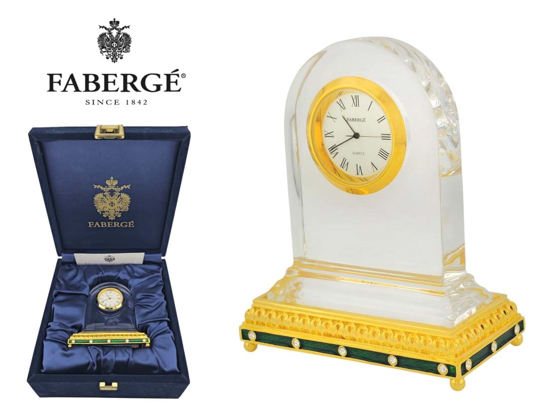 Faberge, Crystal Imperial Desk Clock (1 of 8)