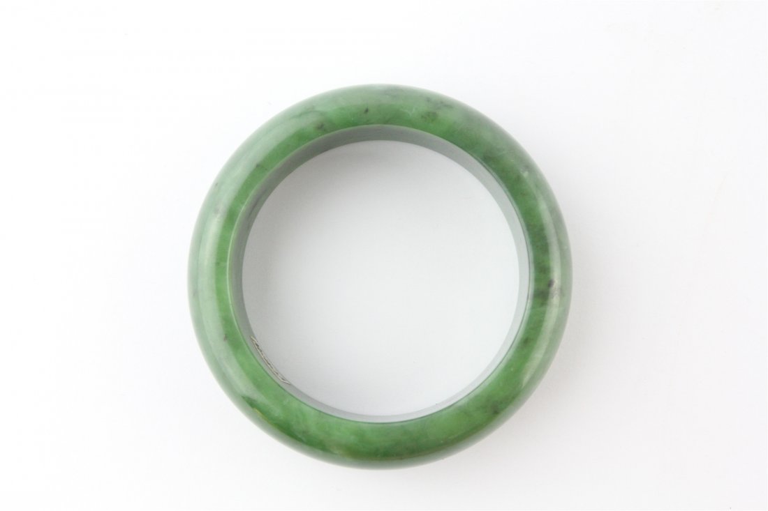 Chinese Natural Hetian Green Jade Bracelet (1 of 3)