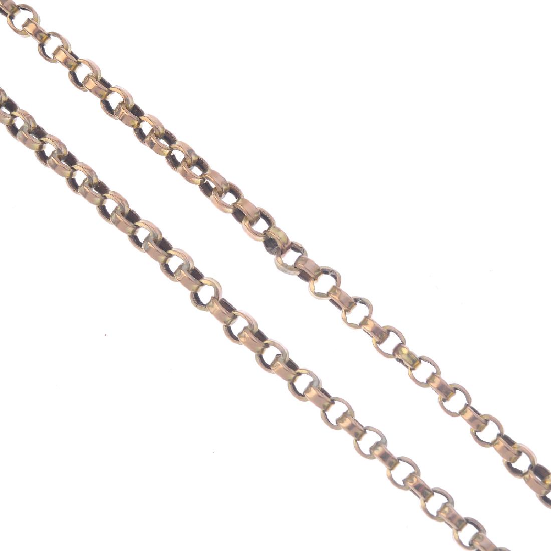 A late Victorian 9ct gold longuard chain. The (1 of 3)