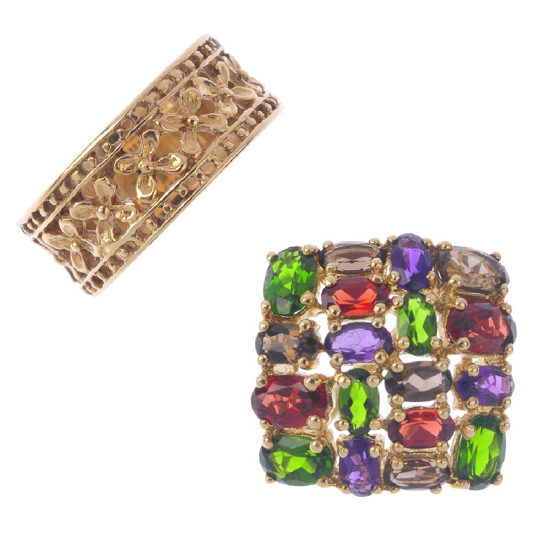 Two 9ct gold dress rings. To include a diopside, (1 of 3)