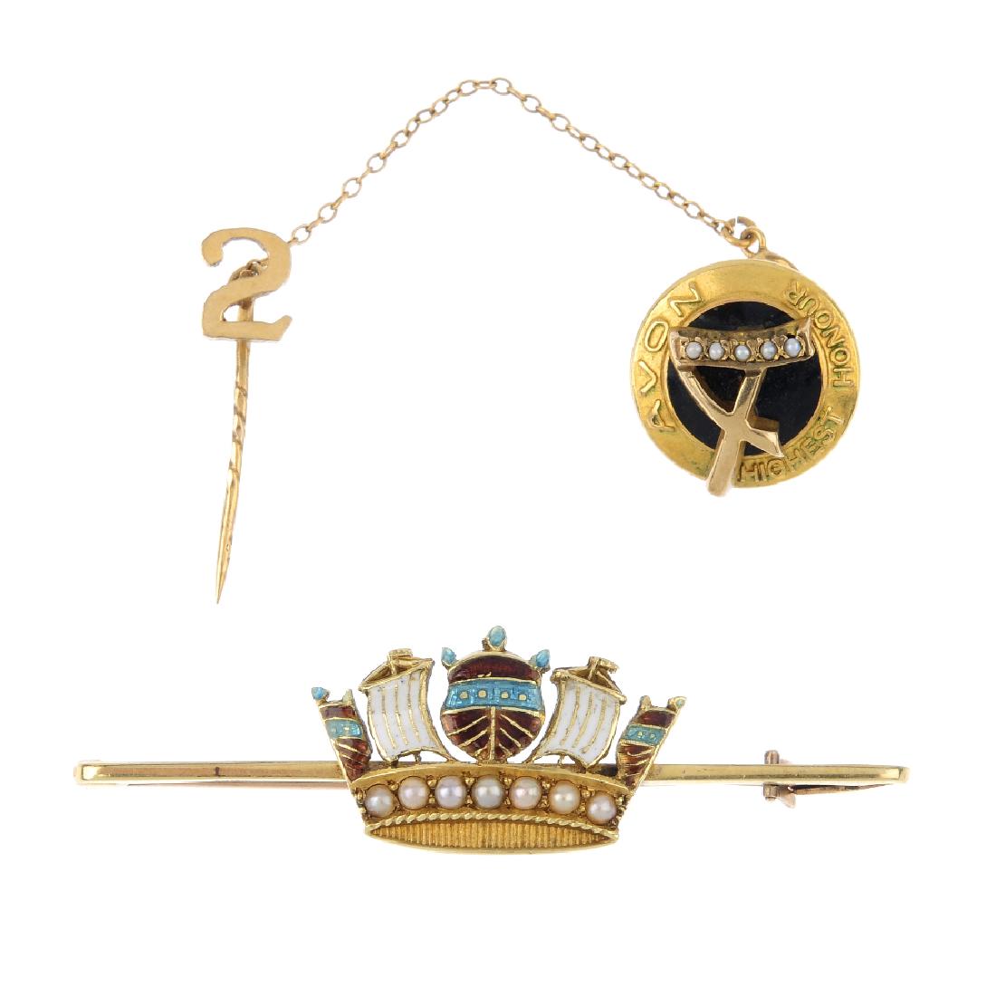 Two enamel brooches. To include a mid 20th century (1 of 4)