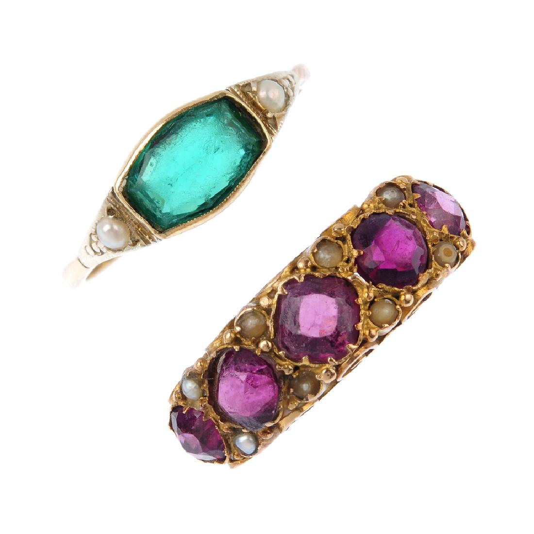 A mid Victorian 15ct gold gem-set ring and later (1 of 3)