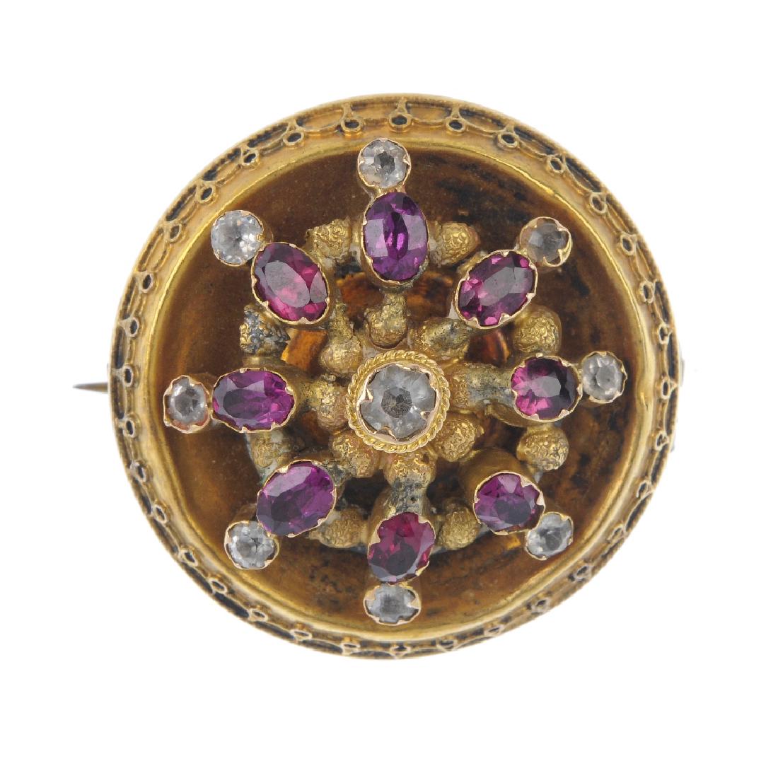 A late Victorian gold gem-set brooch. The (1 of 2)