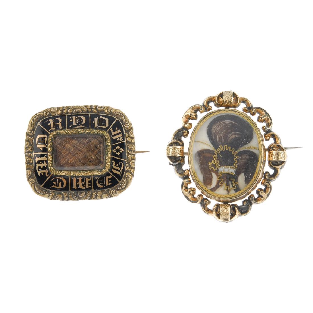 Two late Victorian memorial brooches. The first a (1 of 2)