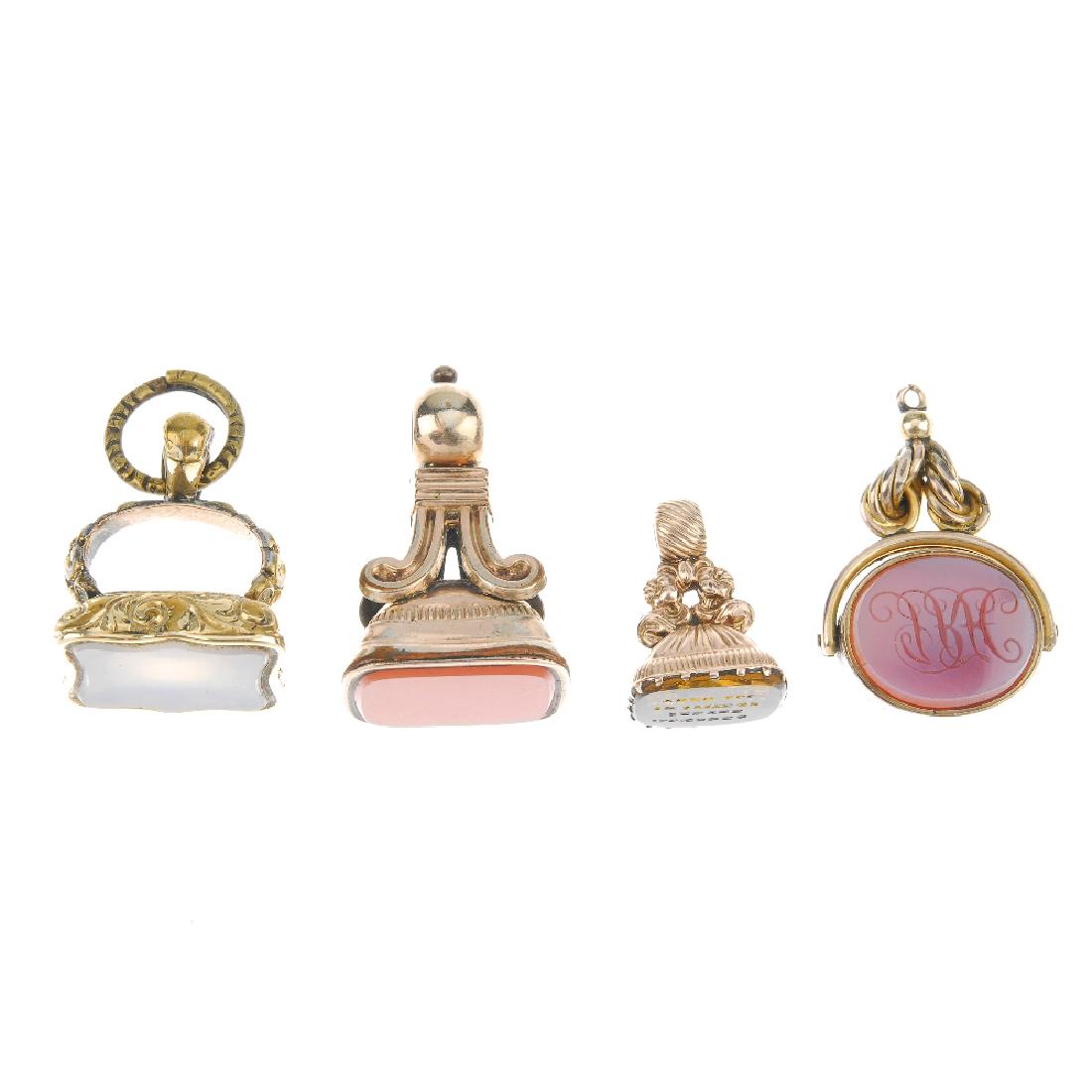 Six gem-set fobs. To include a yellow paste fob of (1 of 3)