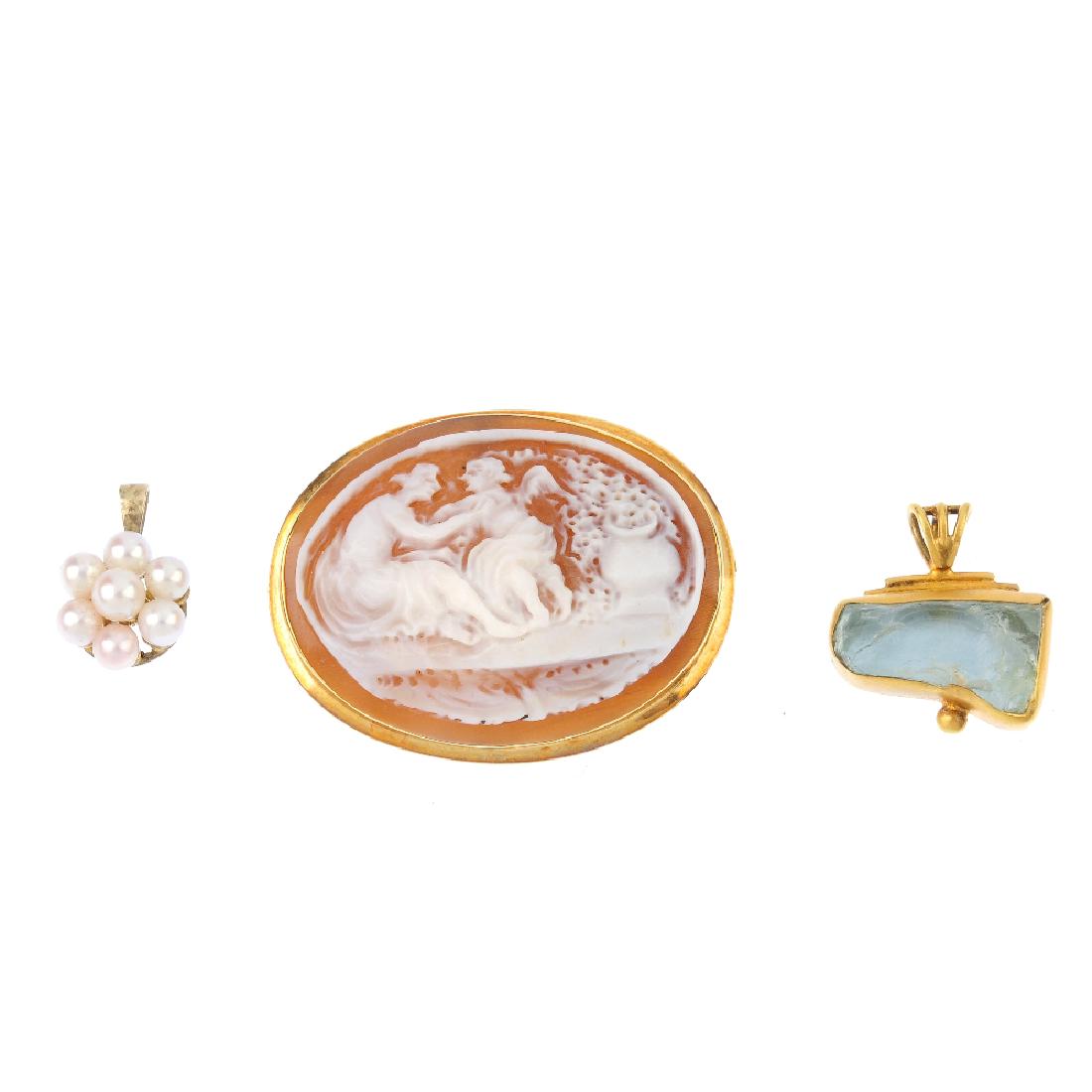 A selection of gem-set pendants. To include an (1 of 2)