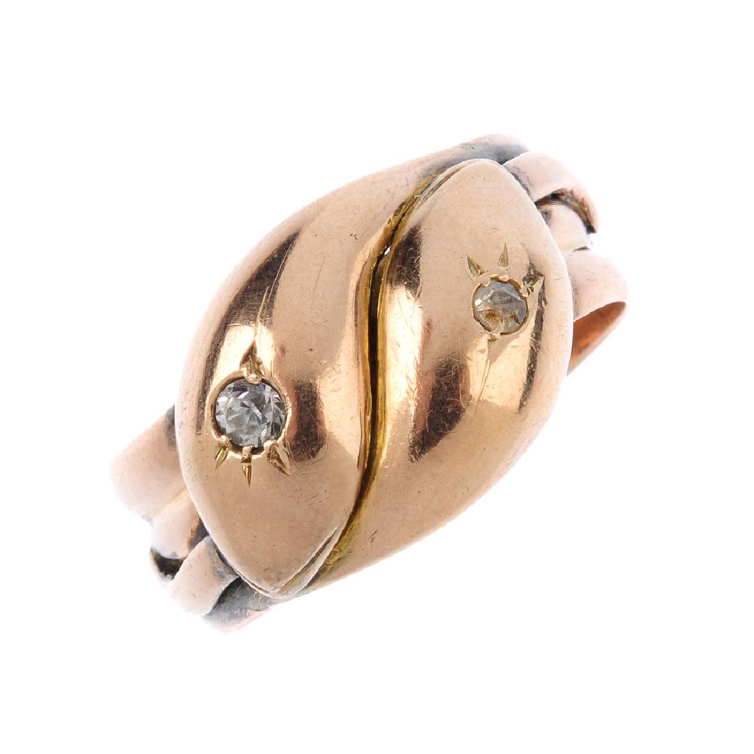 A late Victorian 9ct gold diamond and paste dress ring. (1 of 3)