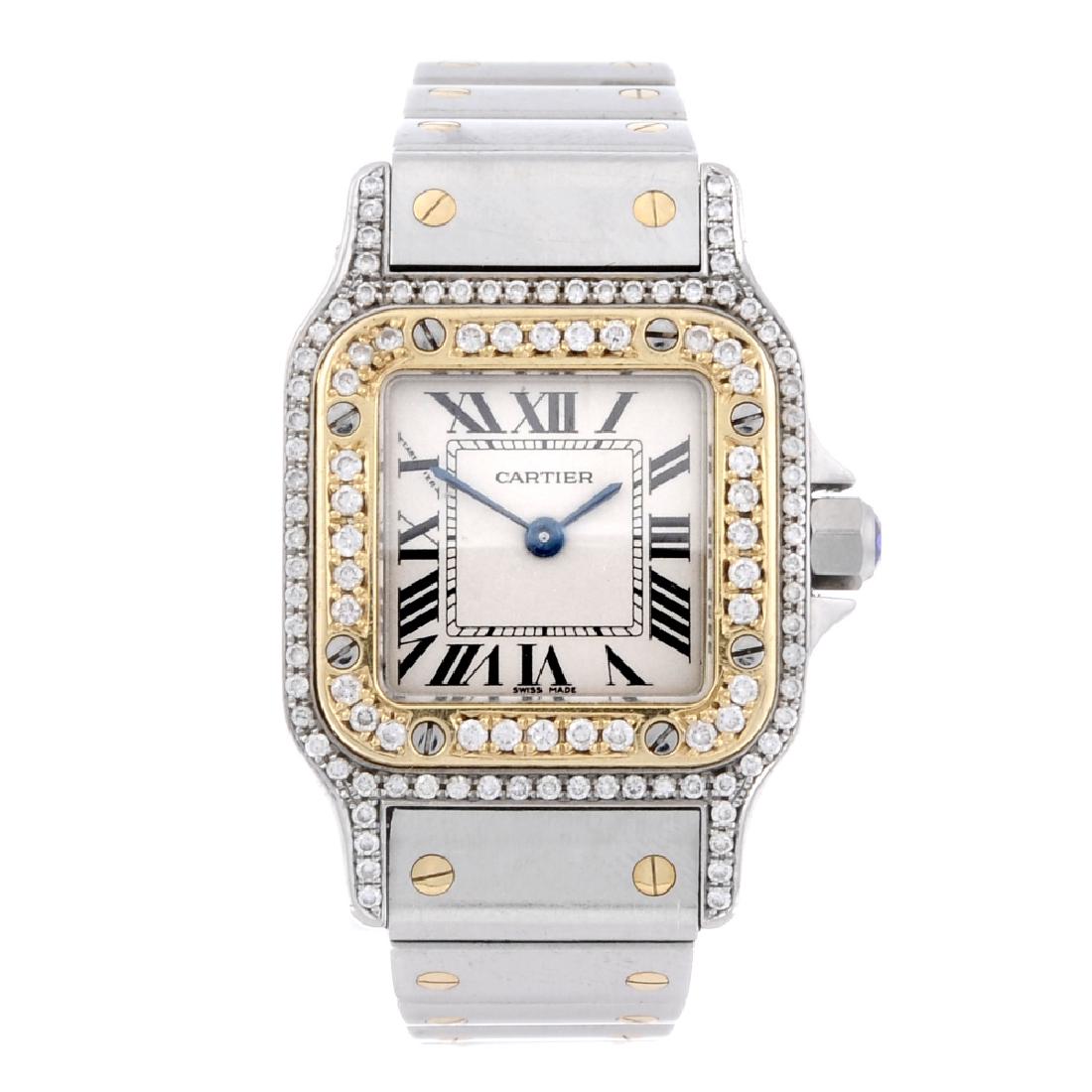 CARTIER - a Santos bracelet watch. Diamond set (1 of 4)