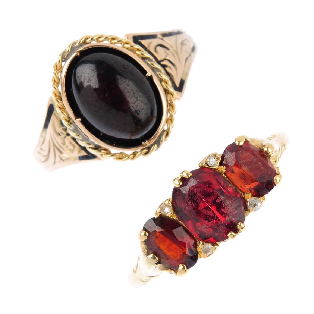 Two gem-set rings. To include a graduated garnet (1 of 3)