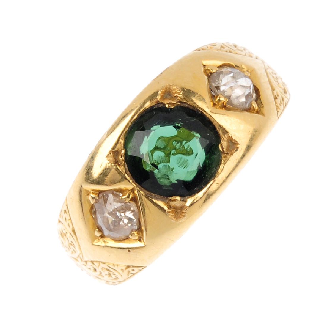 A late Victorian 18ct gold diamond and tourmaline (1 of 3)