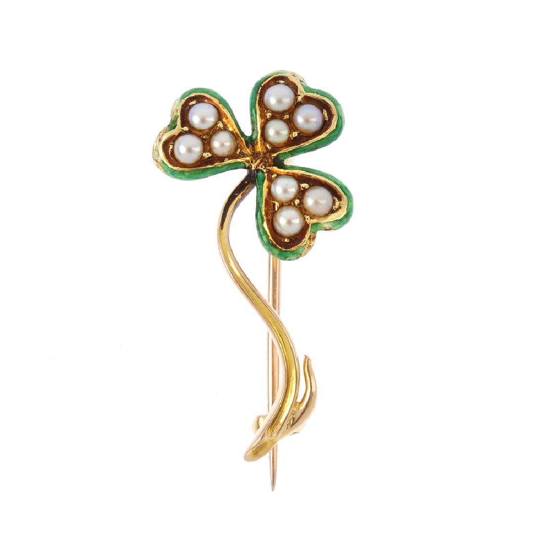 An early 20th century 15ct gold split pearl and enamel (1 of 2)