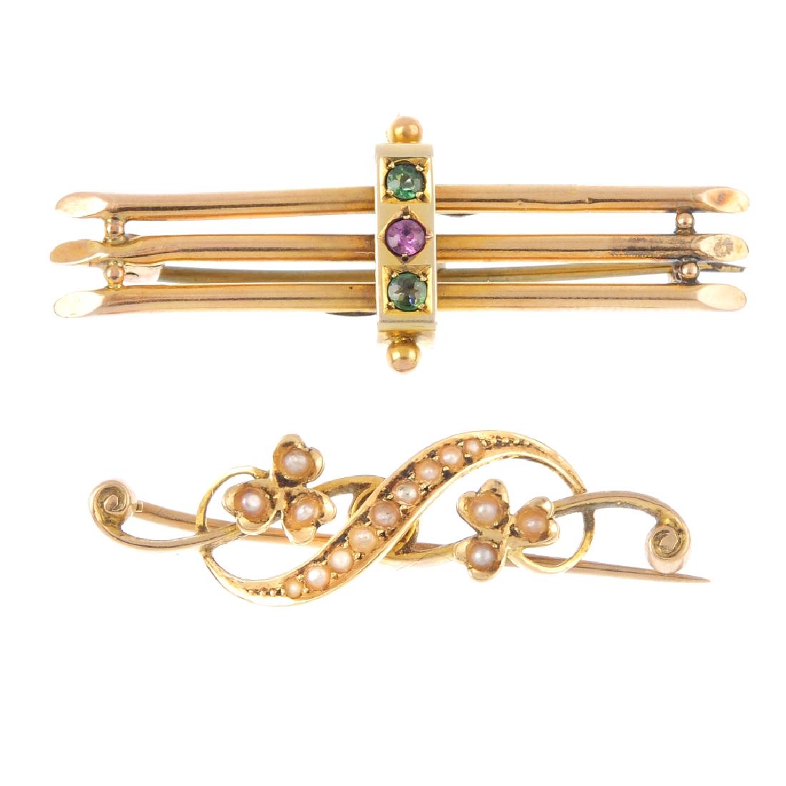 Two early 20th century gem-set brooches. To include a (1 of 4)