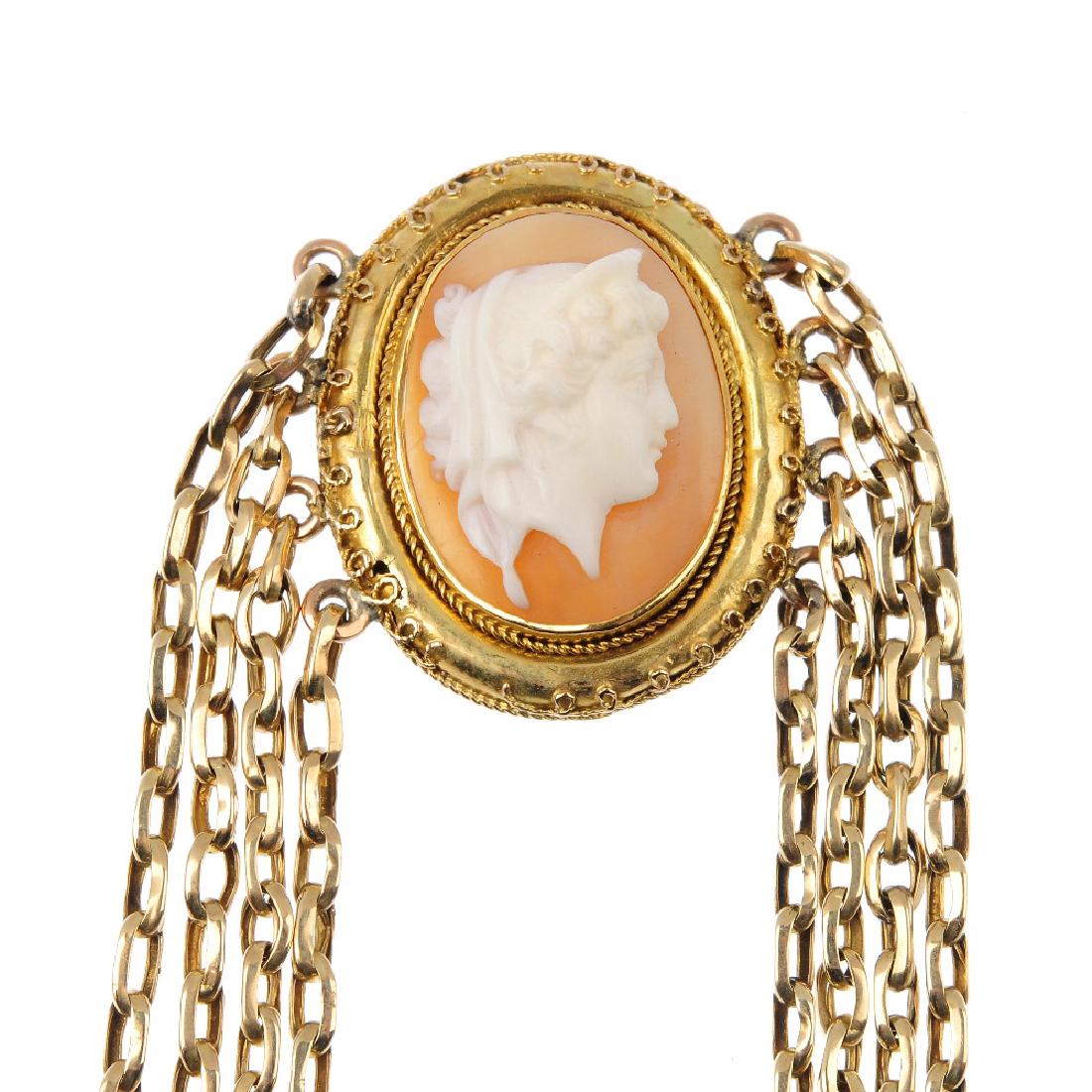A shell cameo bracelet. Comprising two cameo, each (1 of 2)