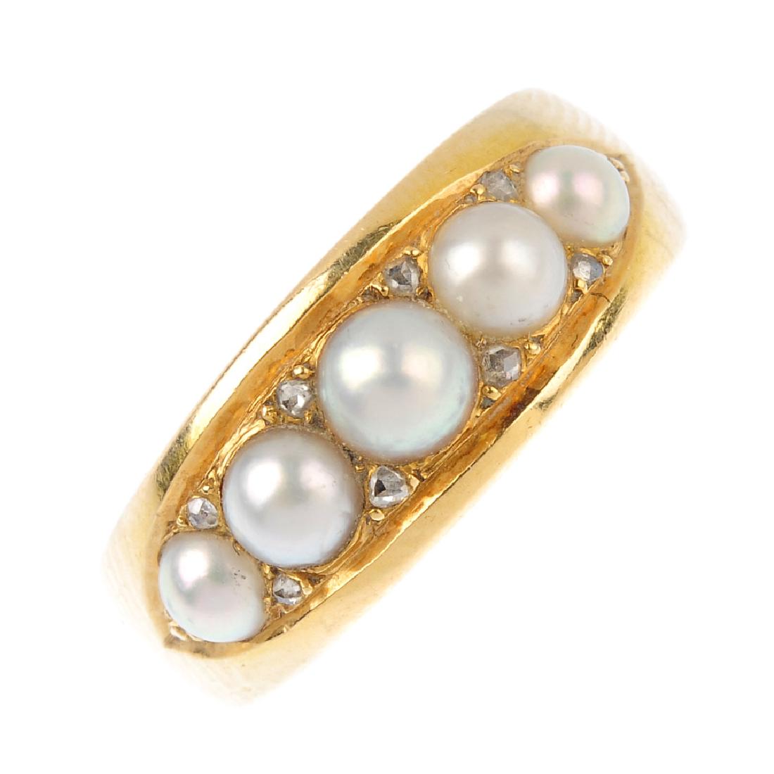 A late Victorian 18ct gold split pearl and diamond (1 of 3)