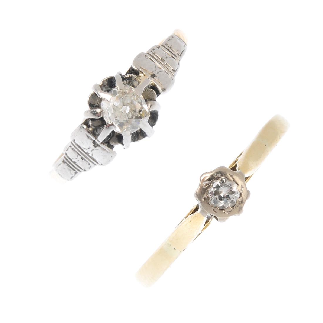 Two diamond single-stone rings. To include a (1 of 3)