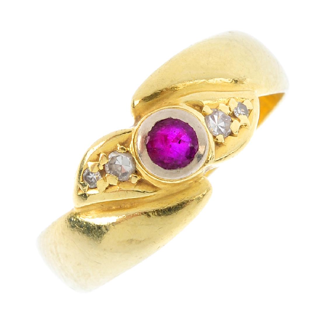 A ruby and diamond crossover ring. The circular-shape (1 of 3)