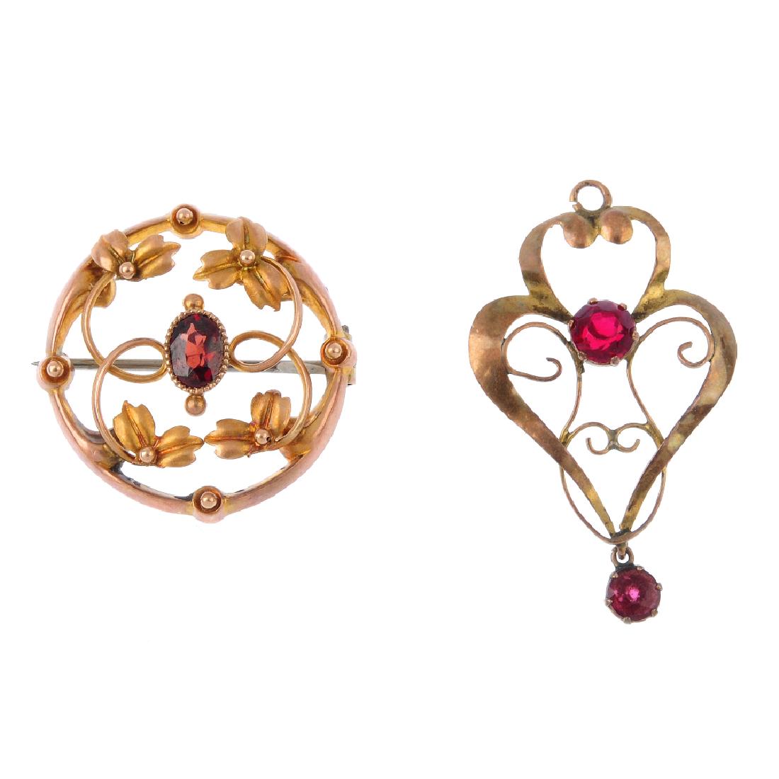 A gem-set pendant and a brooch. To include an early (1 of 2)