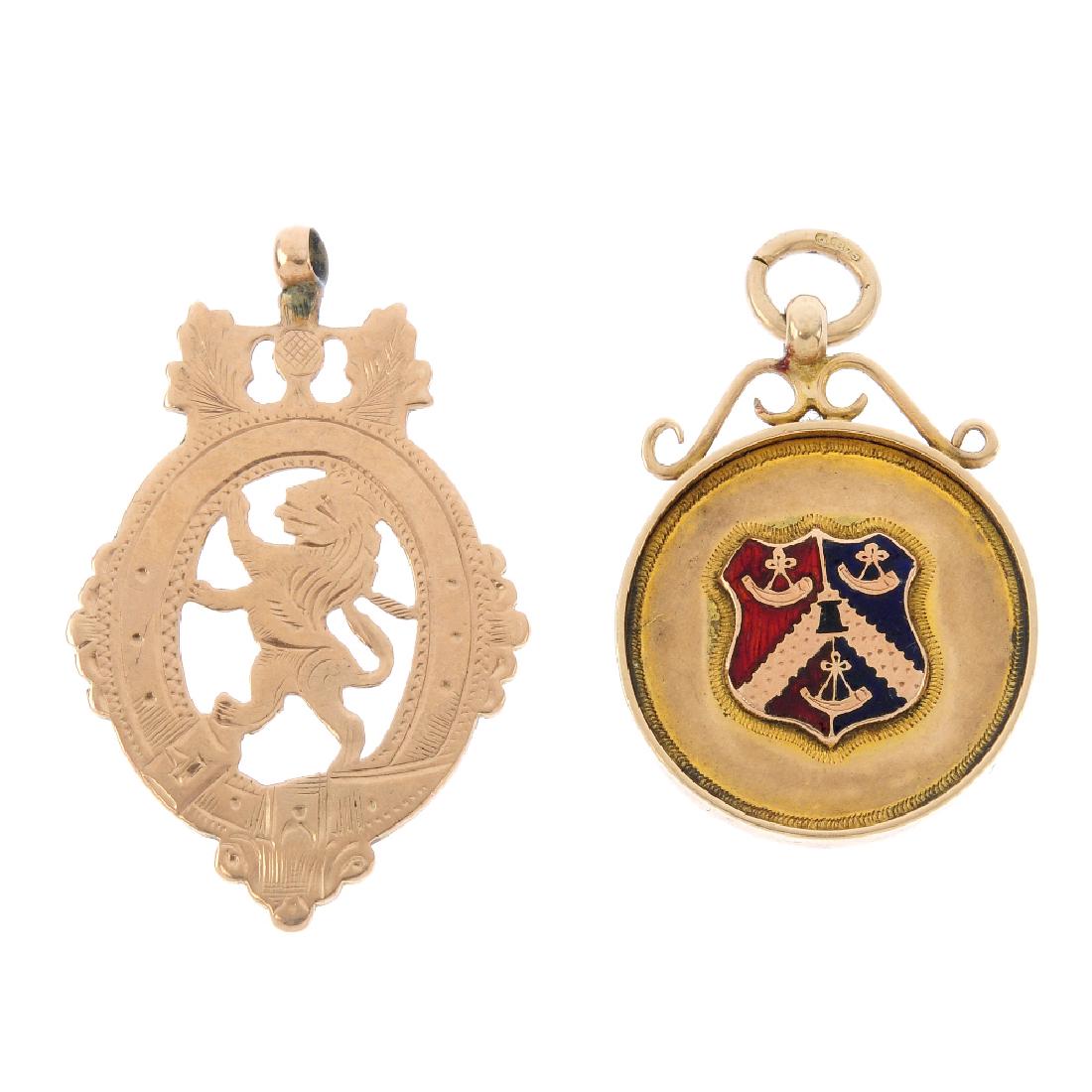 Two early to mid 20th century 9ct gold medallions. (1 of 2)