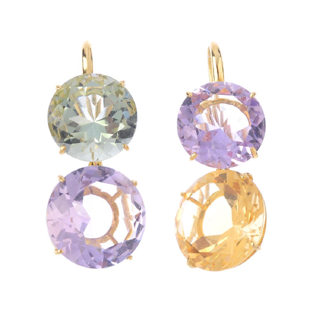 A pair of quartz earrings. Each designed as two (1 of 2)