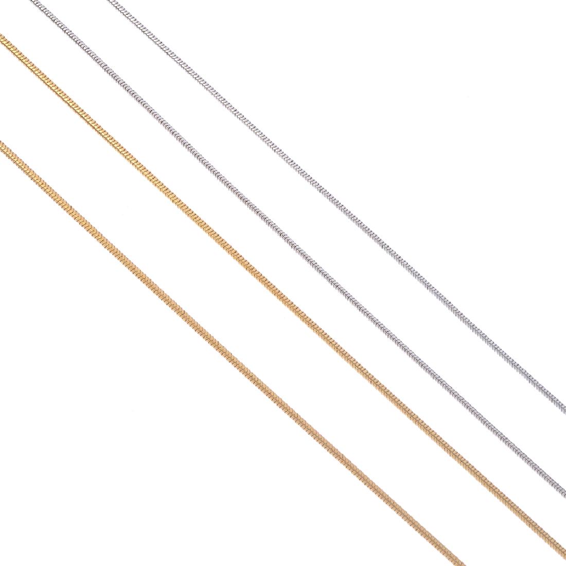 TIFFANY & CO. - two 18ct gold snake-link chains. Signed (1 of 3)