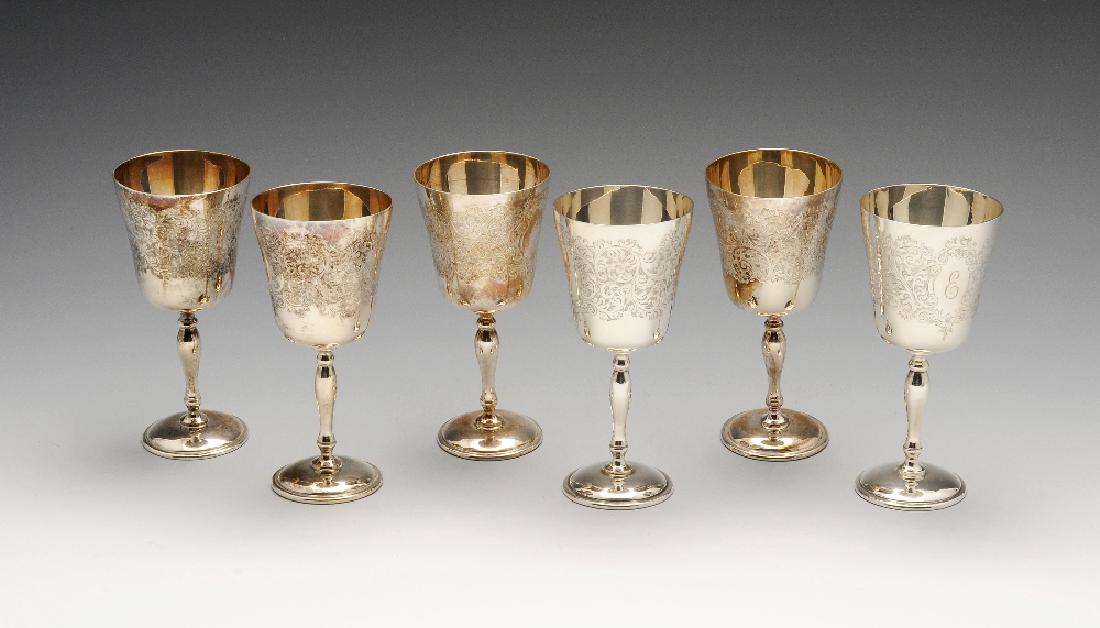 A set of six modern silver goblets of traditional form (1 of 3)