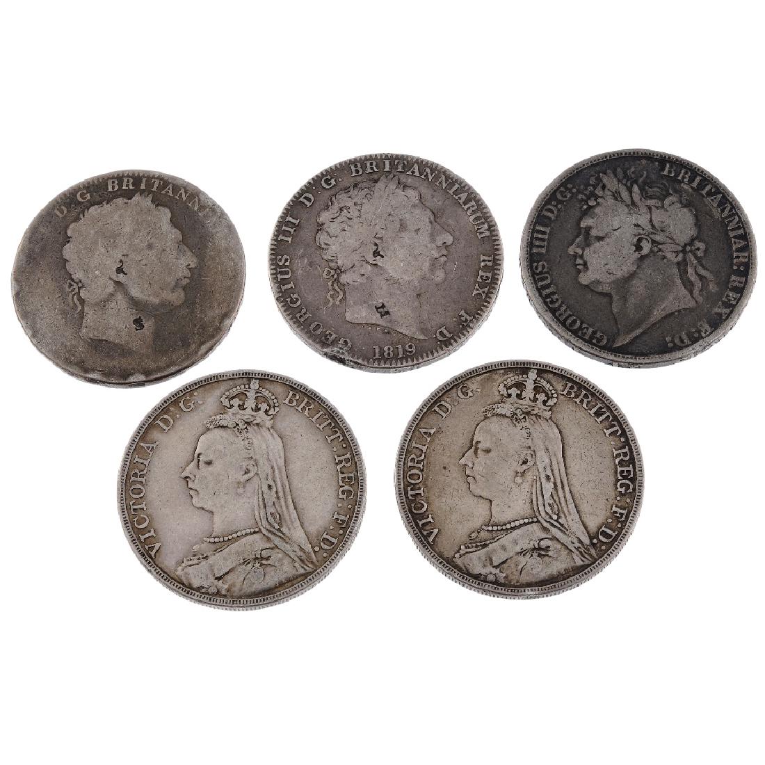 George III to Victoria Crowns (5) 1819, 1821, 1889, (1 of 8)