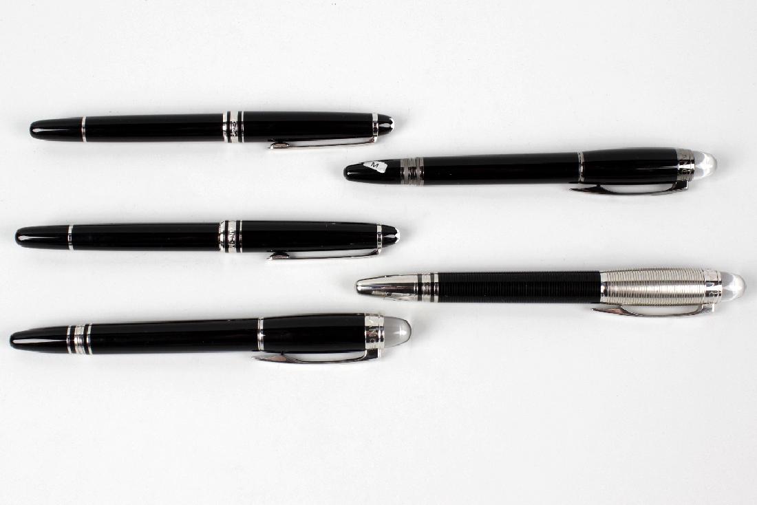 A collection of assorted Montblanc fountain pens and: A collection of assorted Montblanc fountain pens and other pens, to include four examples with gold nibs.