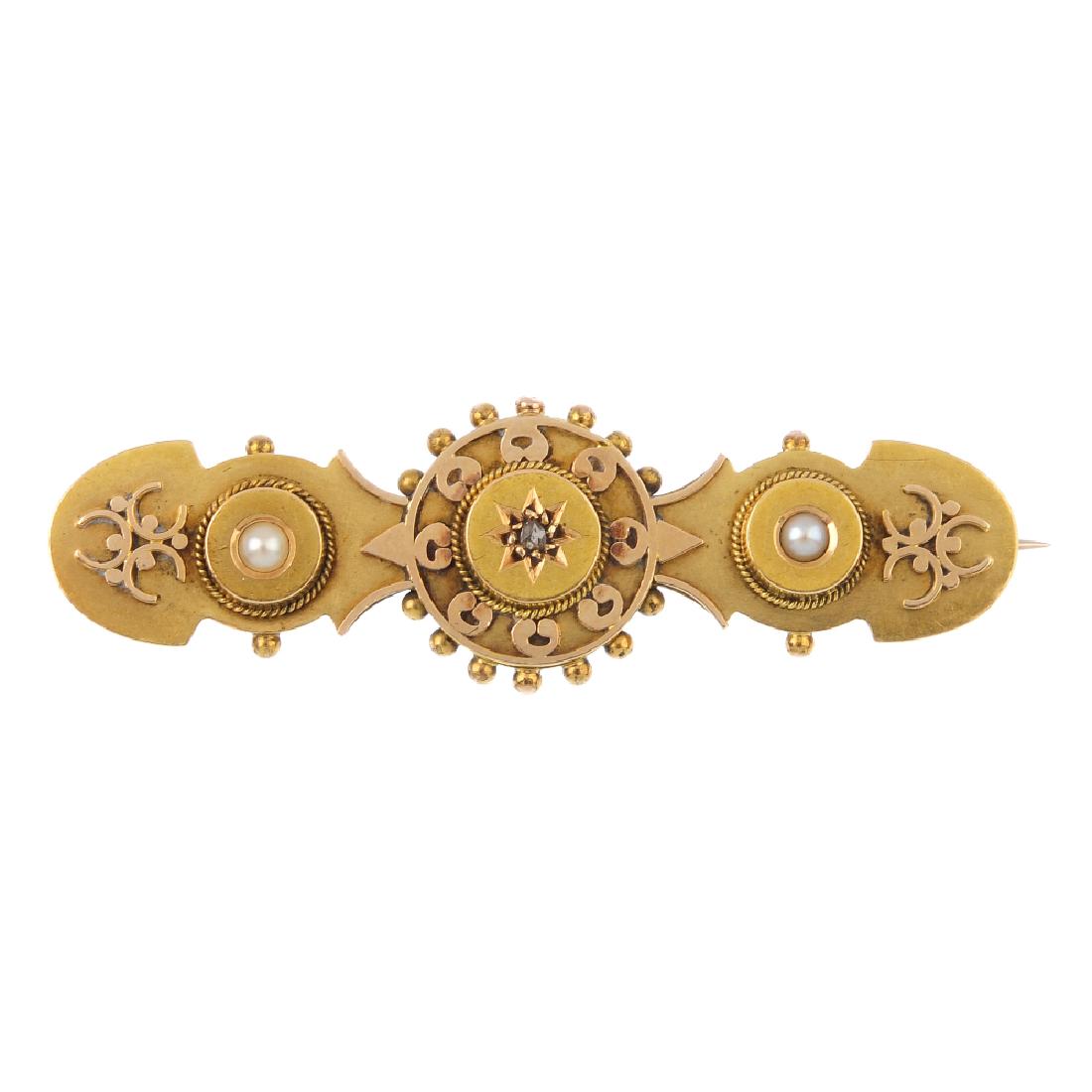 A late Victorian diamond and split-pearl brooch. (1 of 2)