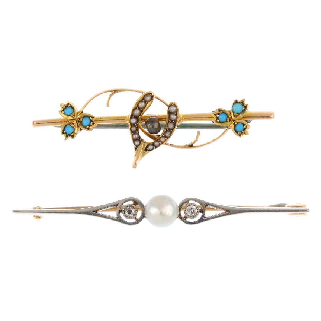 Two diamond and gem-set brooches. To include an early (1 of 2)