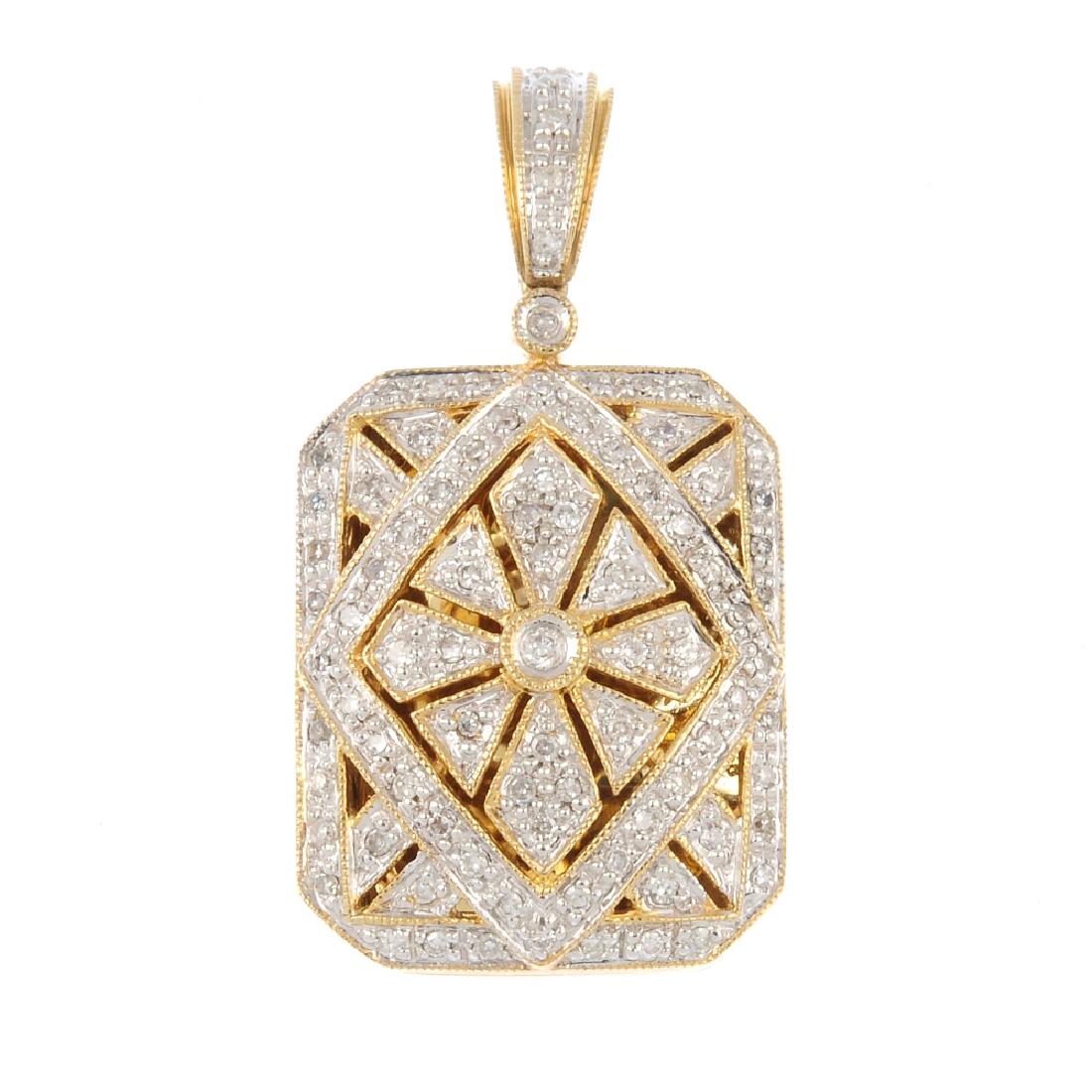 A 9ct gold diamond locket. Of rectangular outline, the (1 of 1)