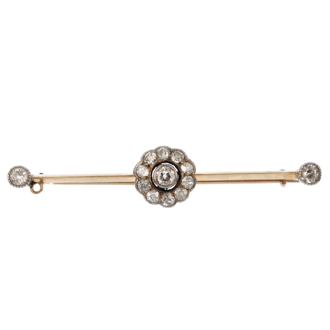An early 20th century diamond bar brooch. The old-cut (1 of 1)