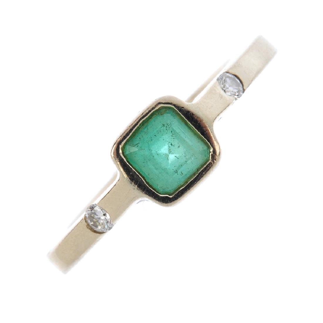 An emerald and diamond dress ring. The square-shape (1 of 1)