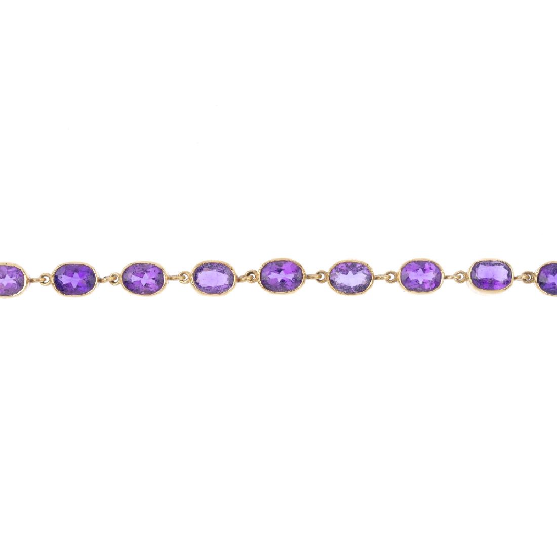 A 9ct gold amethyst bangle and bracelet. The bangle (1 of 1)