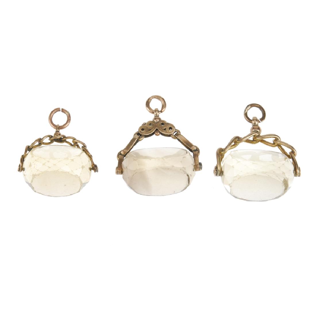 Three 9ct gold citrine swivel fobs. All set with (1 of 2)