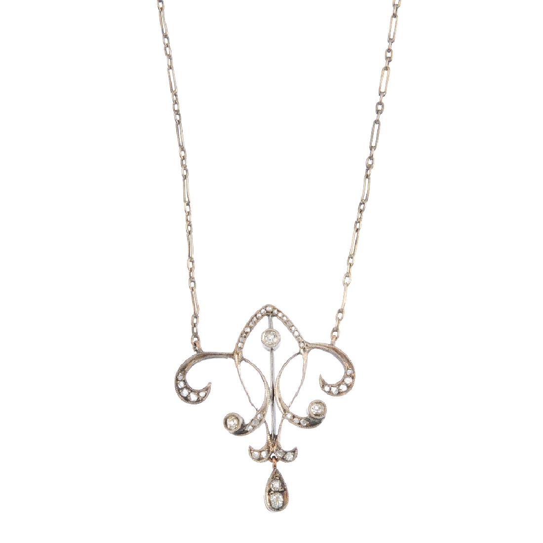 A diamond pendant. Of openwork design, the old and (1 of 4)