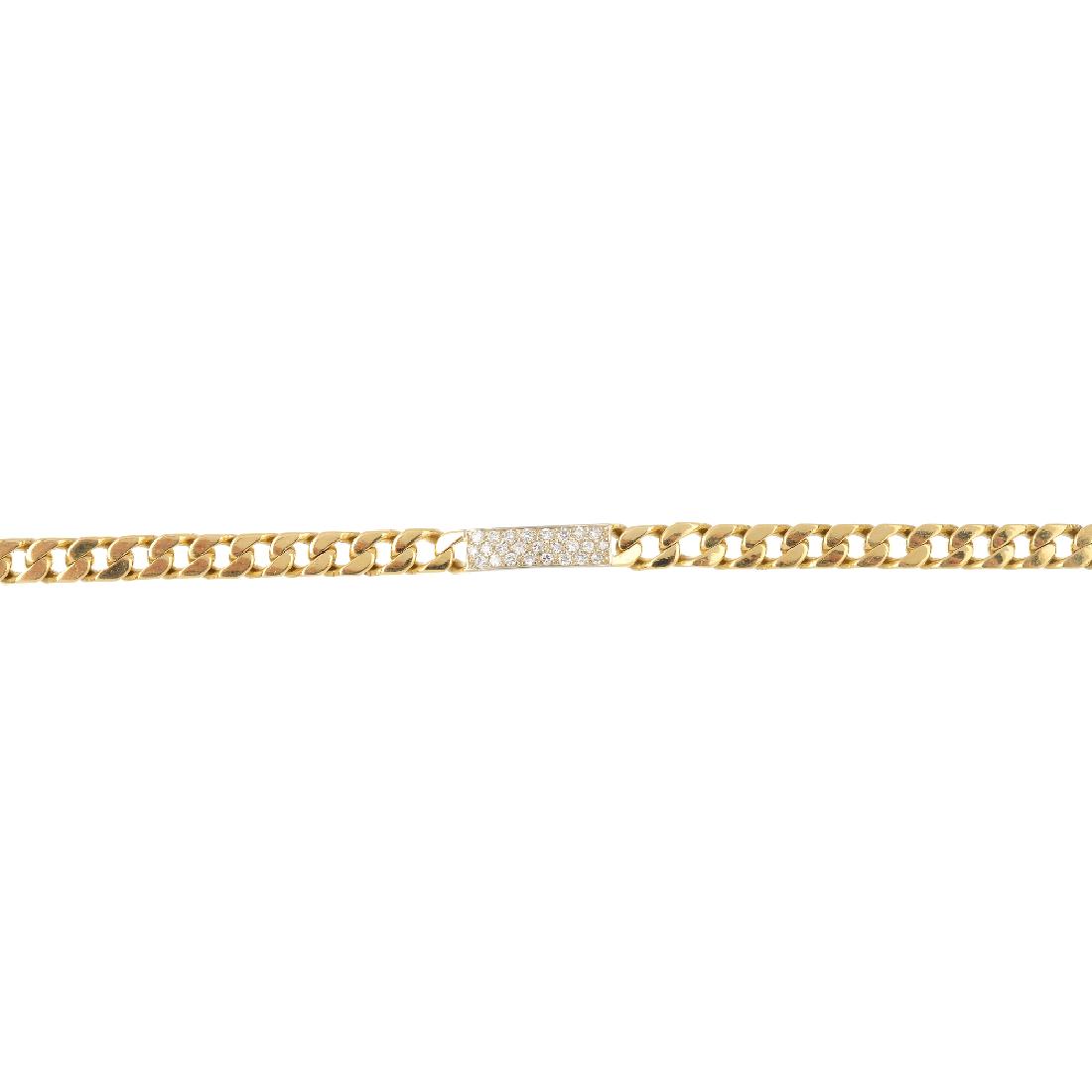 An 18ct gold diamond bracelet. The flat curb-link (1 of 4)