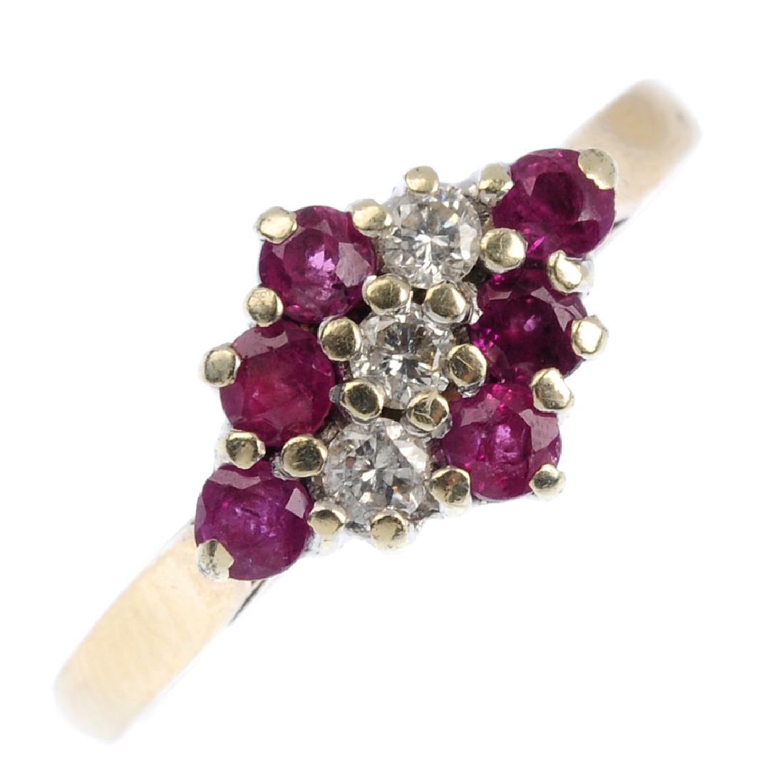 A 9ct gold diamond and ruby dress ring. Of (1 of 3)