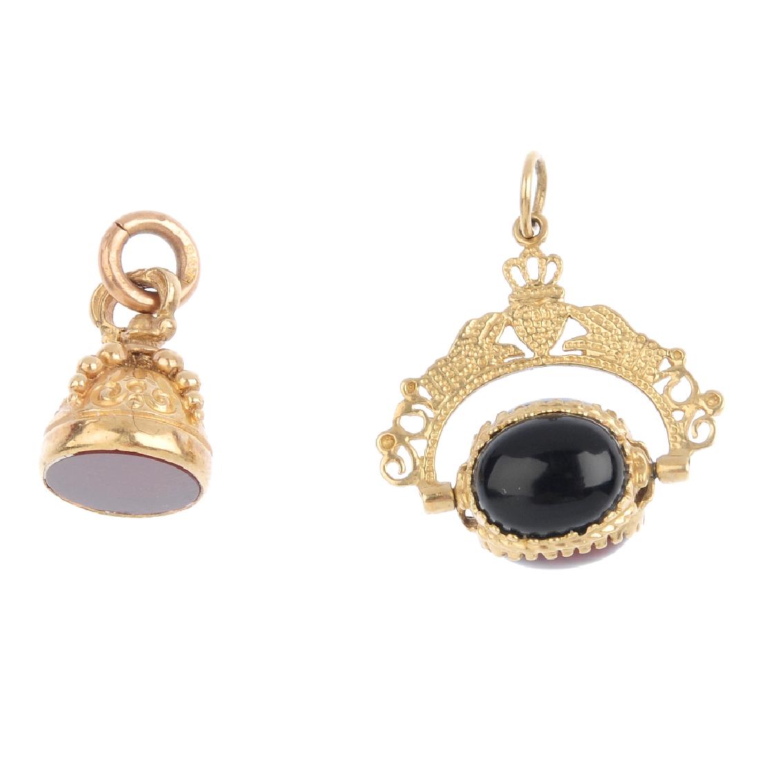 Two fobs. To include a hardstone swivel fob with (1 of 2)