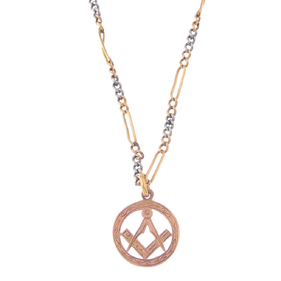 An Albert and Masonic fob. The bi-colour fancy-link (1 of 2)