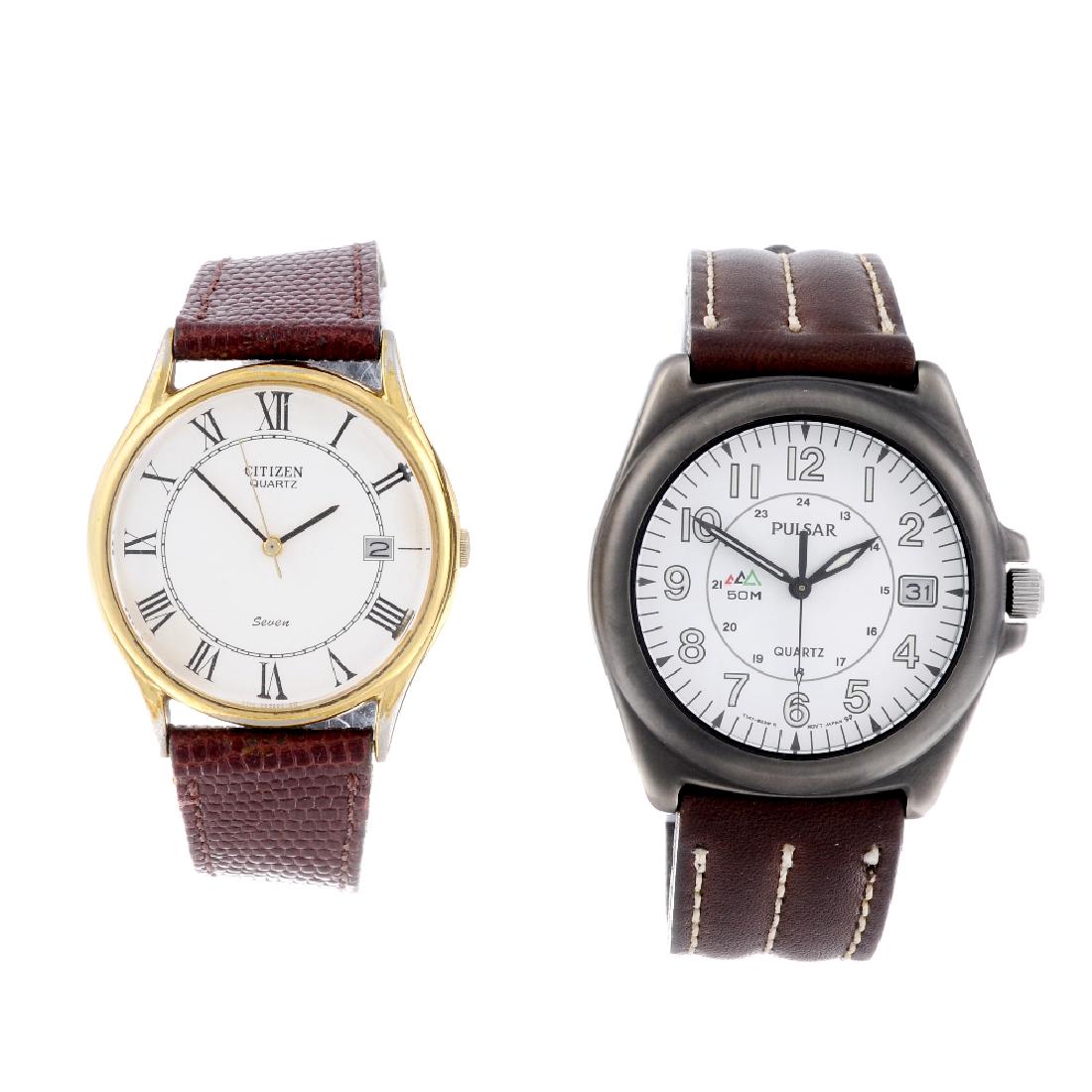 A group of four assorted wrist watches, to include a: A group of four assorted wrist watches, to include a Seiko digital watch and two examples by Pulsar. All recommended for spares or repair purposes only.