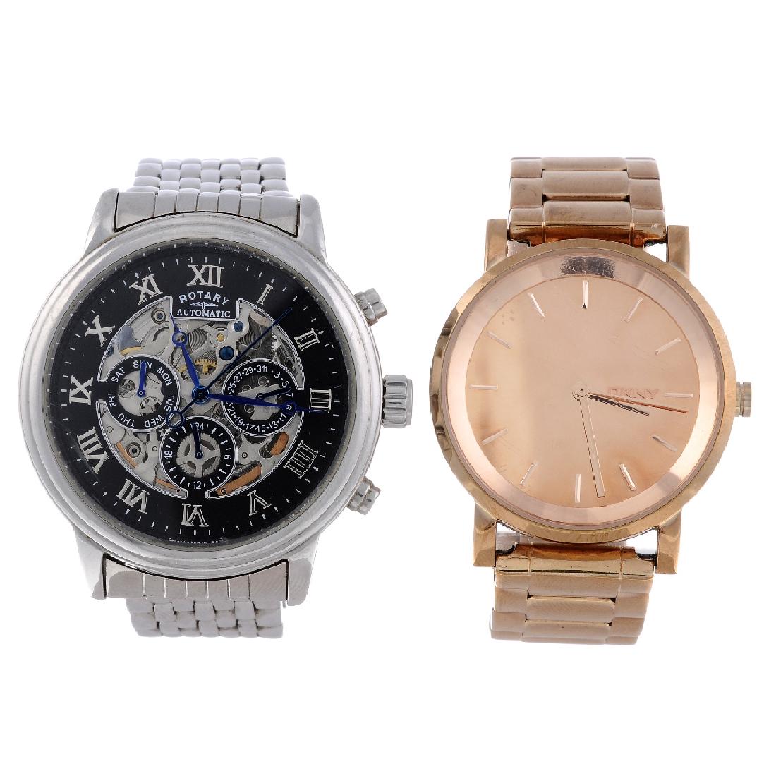 A group of assorted boxed watches, to include examples: A group of assorted boxed watches, to include examples by Rotary and DKNY. All recommended for spares or repair purposes only. Approximately 65.