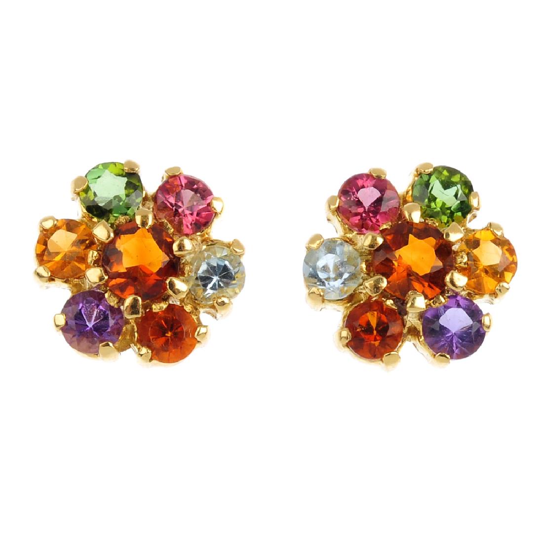 A pair of gem-set cluster earrings. Each of floral (1 of 2)