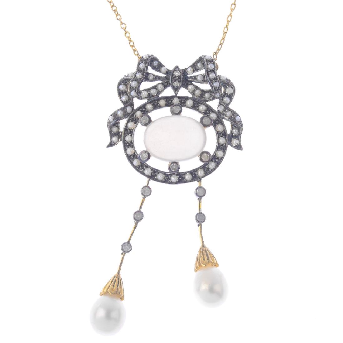 A gem-set necklace. Designed as an oval moonstone (1 of 3)