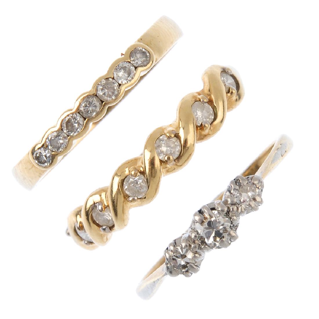 Three diamond rings. To include a brilliant-cut diamond (1 of 3)