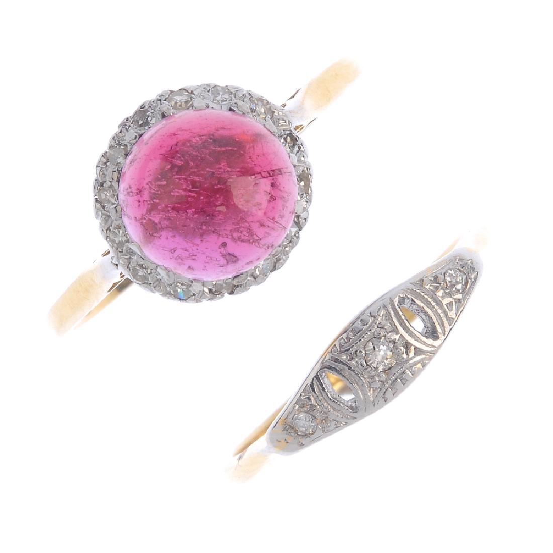 A garnet and diamond ring and a diamond ring. The first (1 of 3)