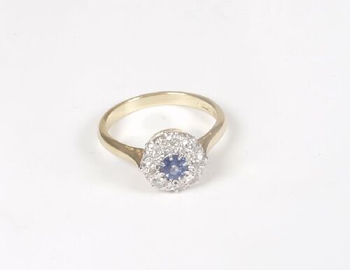 18ct gold circular sapphire and diamond