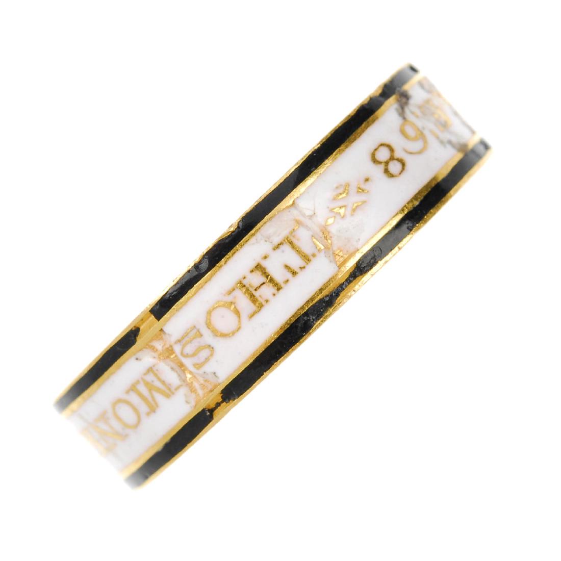 A George III 18ct gold enamel memorial ring. The white (1 of 2)